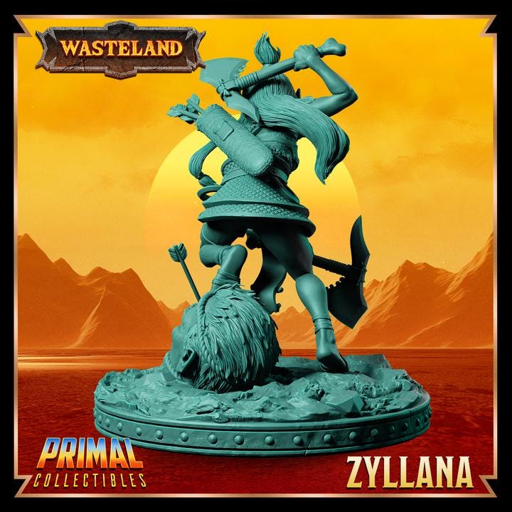 Female Halfling Hunter, Zyllana - Wasteland Set - 28mm, 32mm, 75mm Scale - Unpainted Miniature for DnD, Pathfinder, Tabletop RPGs