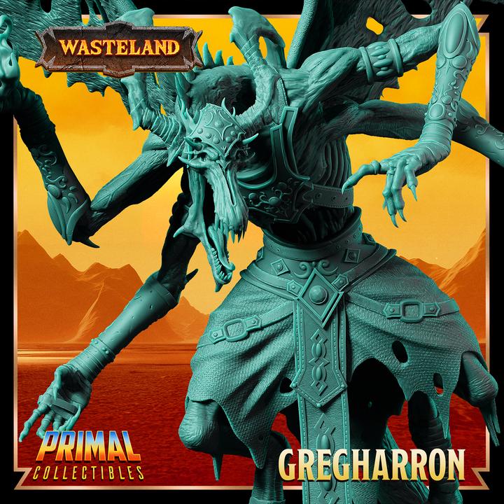 Winged Draconian Sorcerer, Gregharron, Wasteland Set - 28mm, 32mm, 75mm Scale - Unpainted Miniature for DnD, Pathfinder, Tabletop RPGs