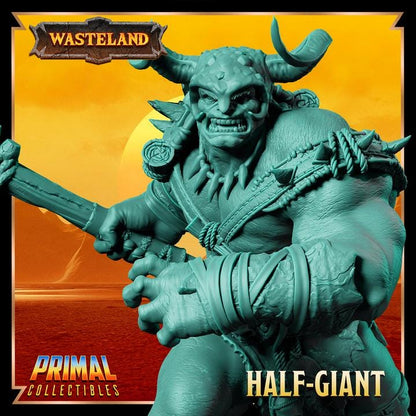 Male Half Giant Barbarian - Wasteland Set - 28mm, 32mm, 75mm Scale - Unpainted Miniature for DnD, Pathfinder, Tabletop RPGs