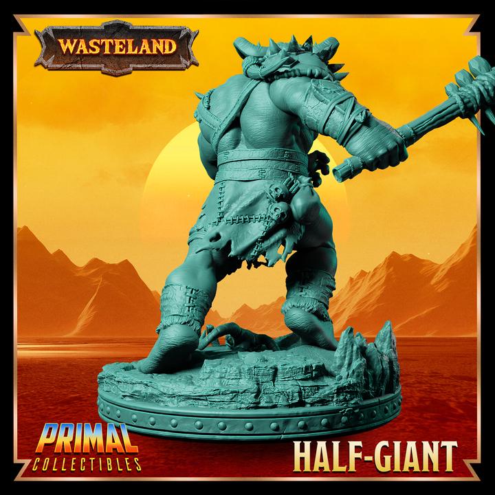 Male Half Giant Barbarian - Wasteland Set - 28mm, 32mm, 75mm Scale - Unpainted Miniature for DnD, Pathfinder, Tabletop RPGs