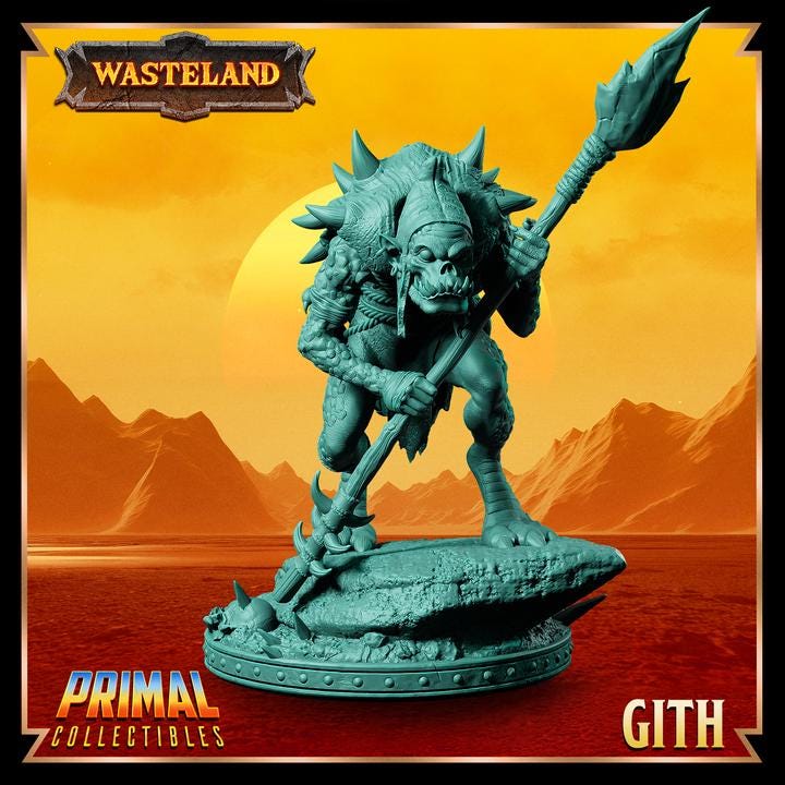Gith - Wasteland Set - 28mm, 32mm, 75mm Scale - Unpainted Miniature for DnD, Pathfinder, Tabletop RPGs