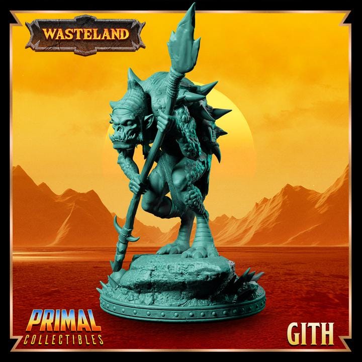 Gith - Wasteland Set - 28mm, 32mm, 75mm Scale - Unpainted Miniature for DnD, Pathfinder, Tabletop RPGs