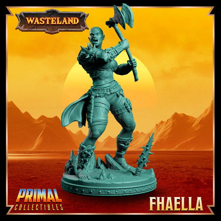 Mul Wild, Fhaella, Wasteland Set - 28mm, 32mm, 75mm Scale - Unpainted Miniature for DnD, Pathfinder, Tabletop RPGs