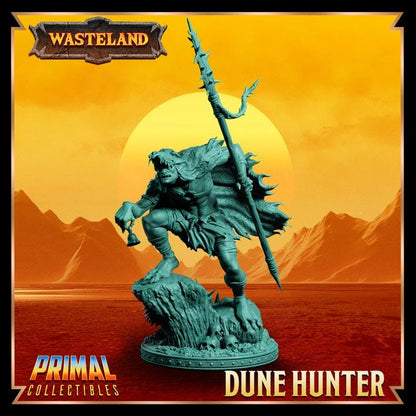 Dune Hunter, Wasteland Set - 28mm, 32mm, 75mm Scale - Unpainted Miniature for DnD, Pathfinder, Tabletop RPGs