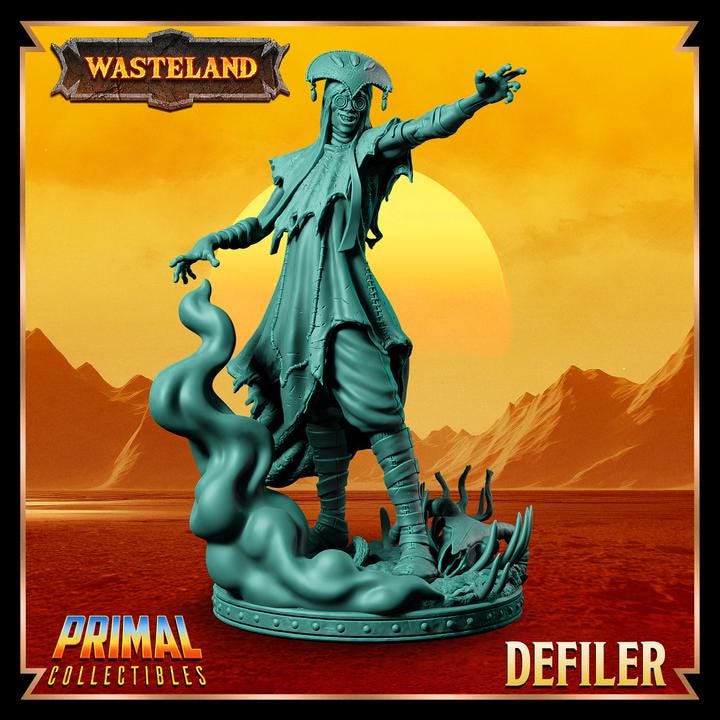 Defiler, Human Warlock - 28mm, 32mm, 75mm Scale - Unpainted Miniature for DnD, Pathfinder, Tabletop RPGs &d Dioramas - Primal Collectibles