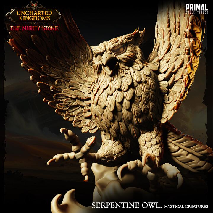 Serpentine Owl, Mystical Animals - Uncharted Kingdoms - Unpainted Miniature