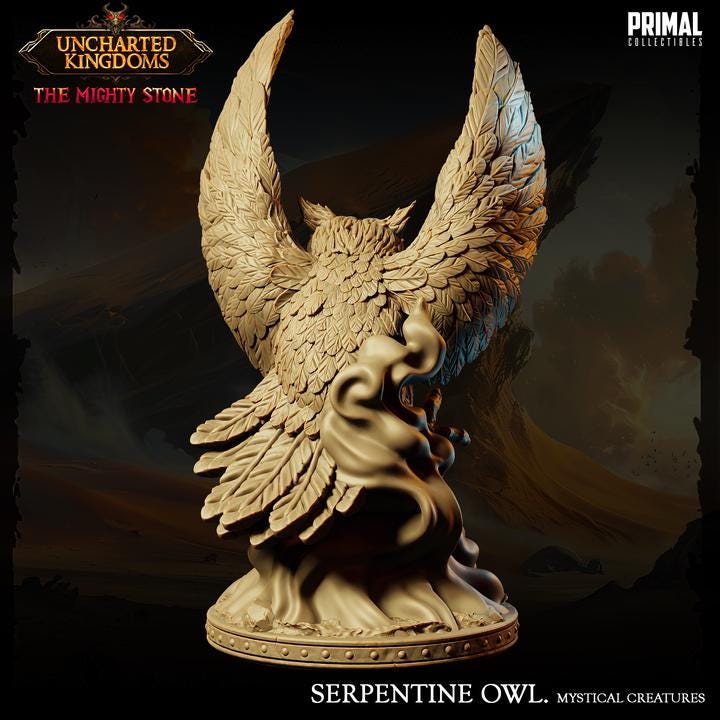 Serpentine Owl, Mystical Animals - Uncharted Kingdoms - Unpainted Miniature