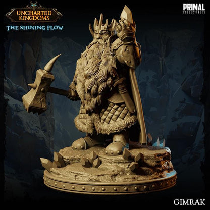 Dwarf King, Grimrak - Uncharted Kingdoms - 28mm, 32mm, 75mm Scale - Unpainted Miniature for DnD, Pathfinder, Tabletop RPGs