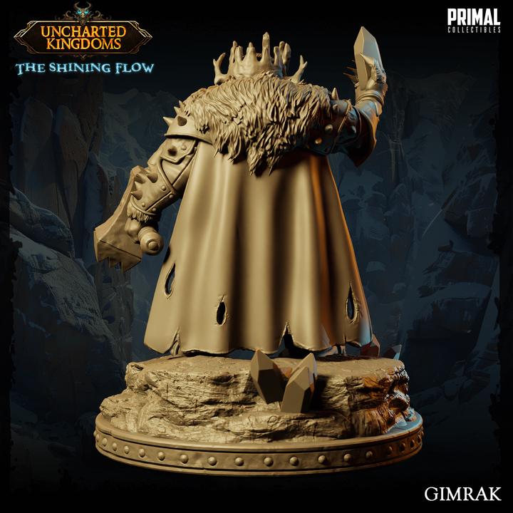Dwarf King, Grimrak - Uncharted Kingdoms - 28mm, 32mm, 75mm Scale - Unpainted Miniature for DnD, Pathfinder, Tabletop RPGs
