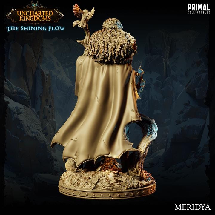 Human Druid, Meridya, Uncharted Kingdoms - 28mm, 32mm, 75mm Scale - Unpainted Miniature for DnD, Pathfinder, Tabletop RPGs