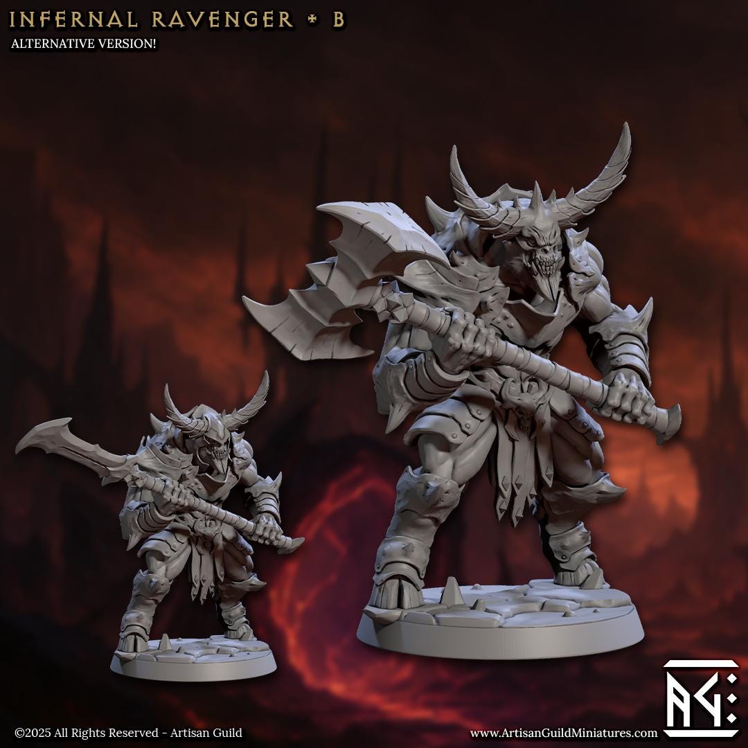 Infernal Ravager, Devil Minion, Pose B, Infernal Legion, 32mm Scale - Unpainted Miniature for DnD, Pathfinder, Tabletop RPGs - Artisan Guild