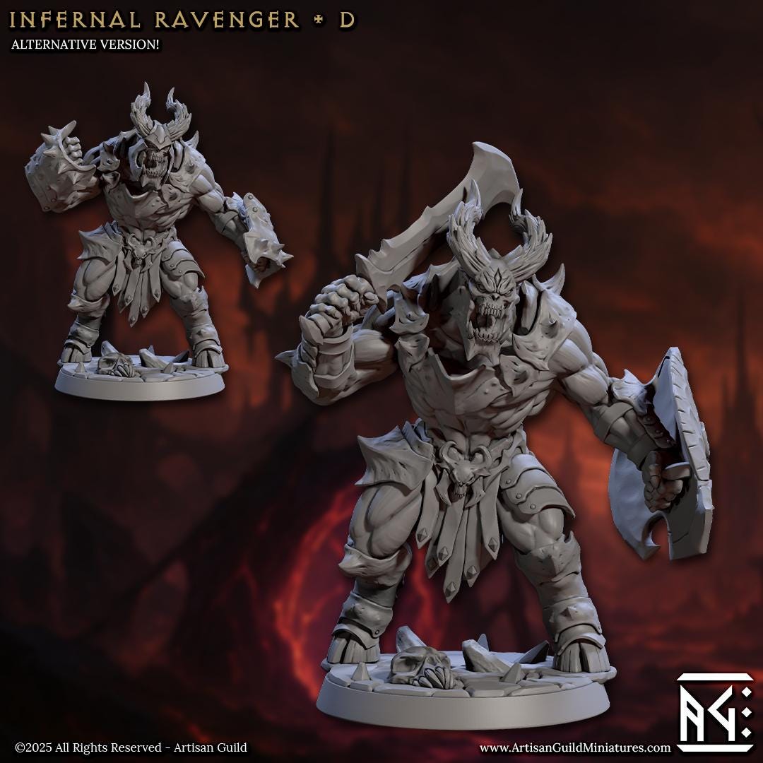 Infernal Ravager, Devil Minion, Pose D, Infernal Legion, 32mm Scale - Unpainted Miniature for DnD, Pathfinder, Tabletop RPGs - Artisan Guild