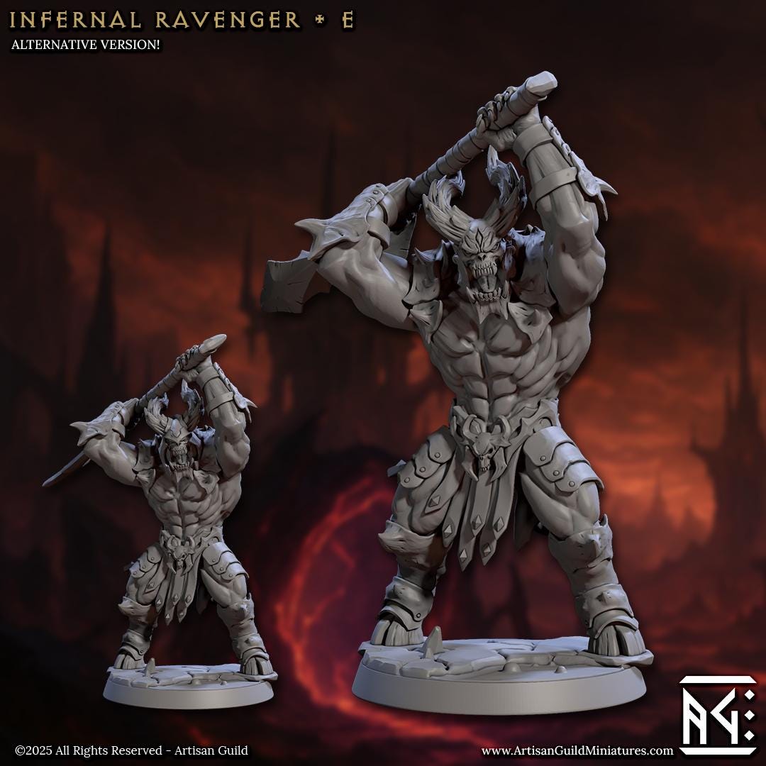 Infernal Ravager, Devil Minion, Pose E, Infernal Legion, 32mm Scale - Unpainted Miniature for DnD, Pathfinder, Tabletop RPGs - Artisan Guild