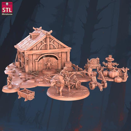 Halfling Farm Set - Townsfolk NPCs - 32mm Scale - Unpainted Miniature for DnD, Pathfinder, Tabletop RPGs - STL Miniatures