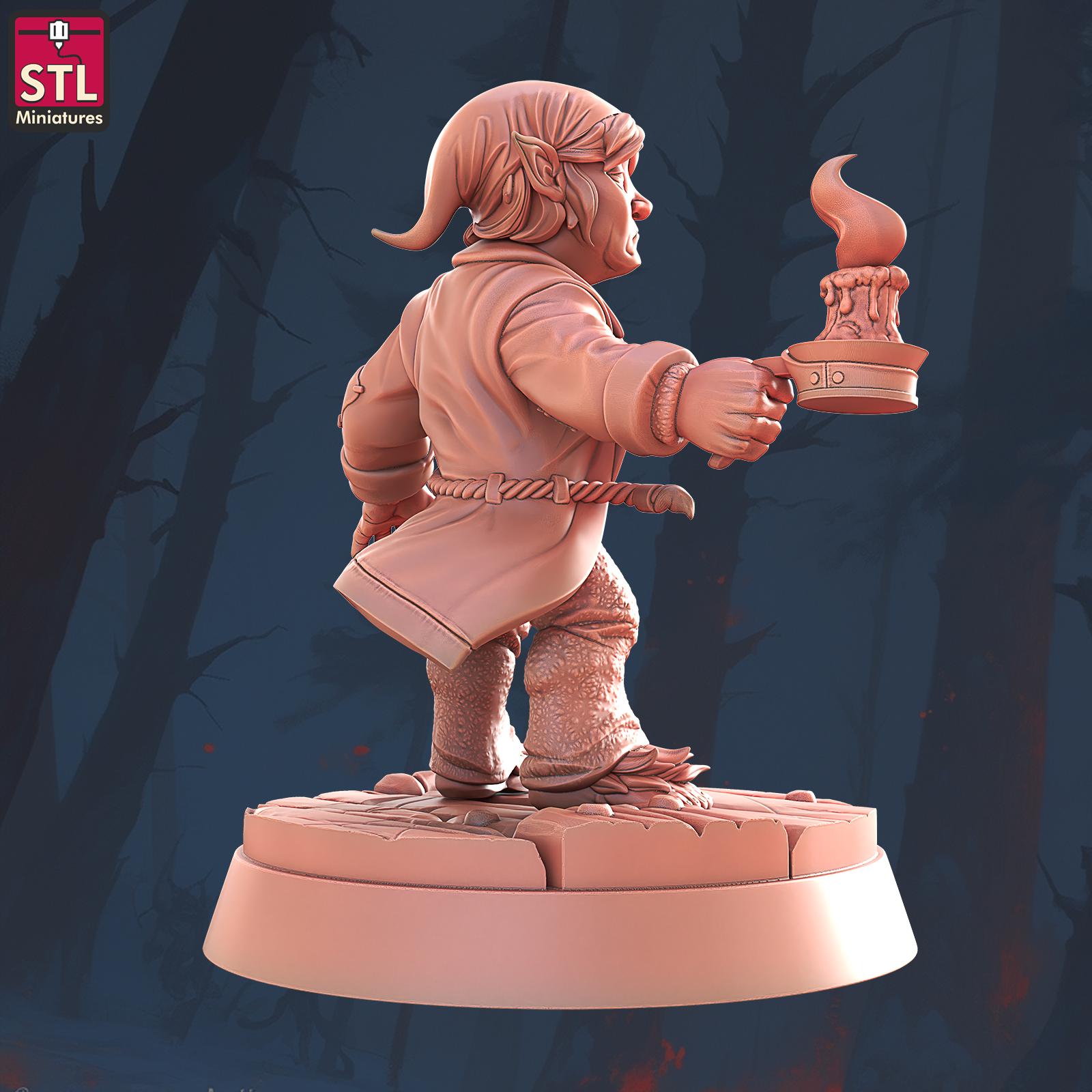 Hostel Guest, Pose B, Halfling Hostel Set - Townsfolk - 32mm Scale - Unpainted Miniature for DnD, Pathfinder, Tabletop RPGs - STL Miniatures