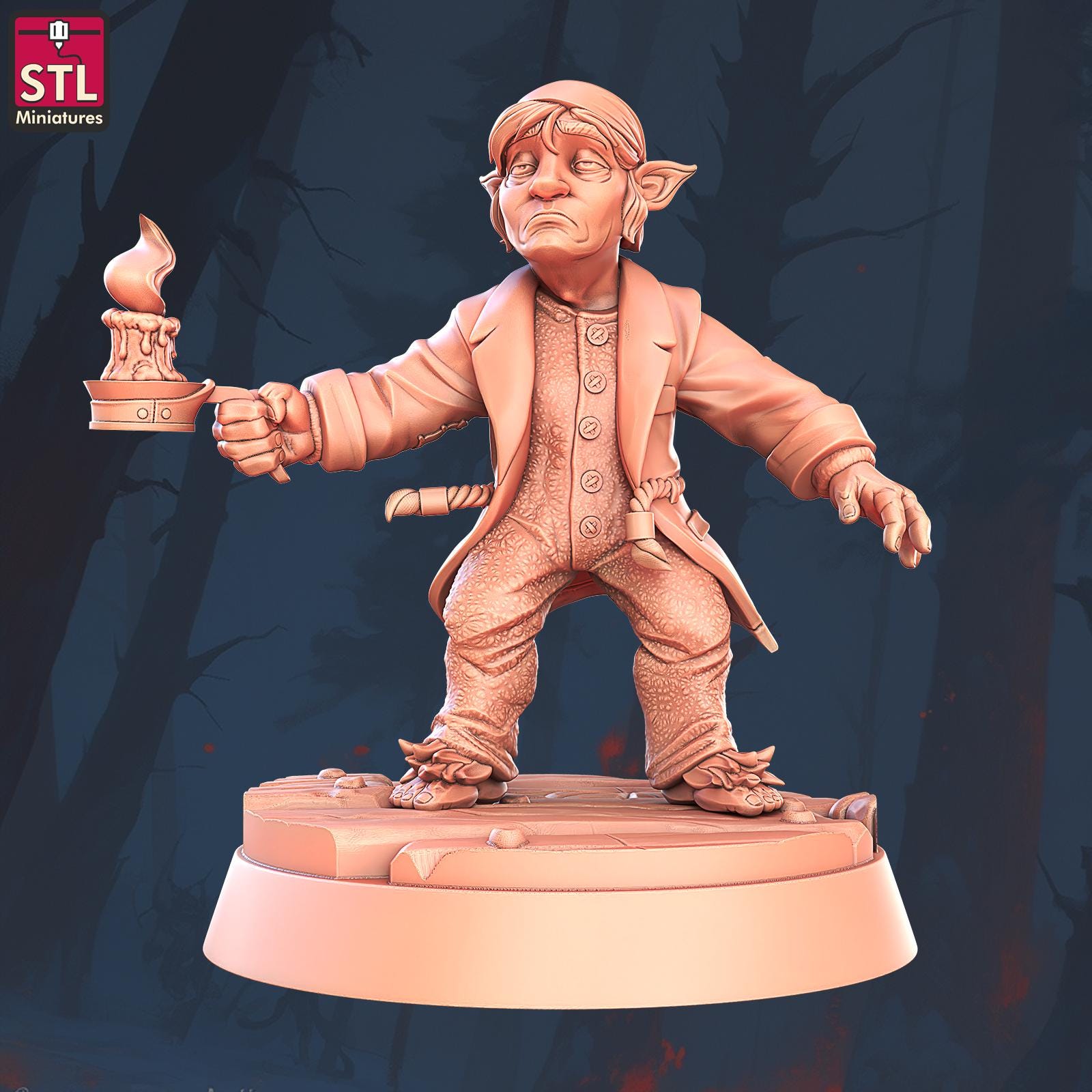 Hostel Guest, Pose B, Halfling Hostel Set - Townsfolk - 32mm Scale - Unpainted Miniature for DnD, Pathfinder, Tabletop RPGs - STL Miniatures