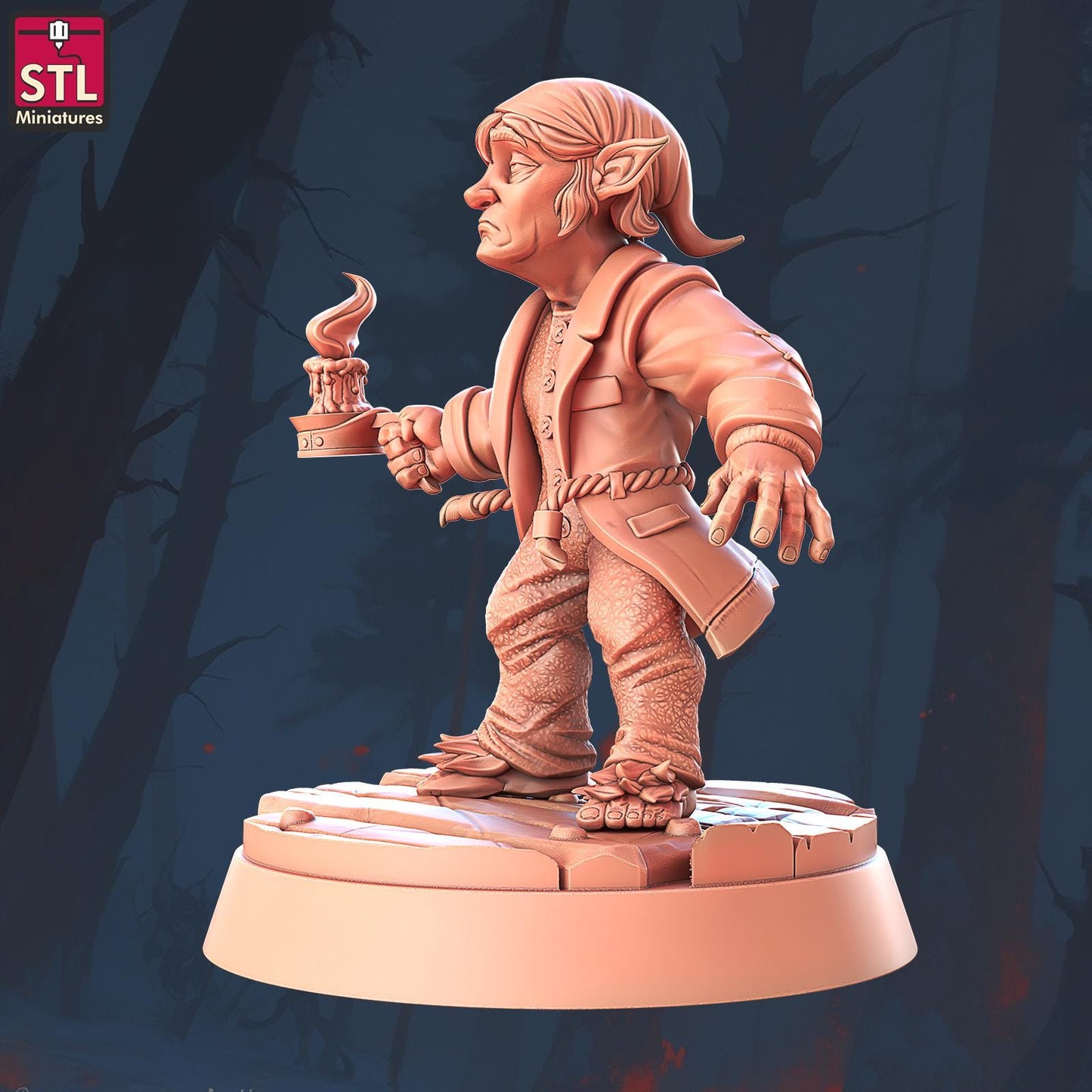 Hostel Guest, Pose B, Halfling Hostel Set - Townsfolk - 32mm Scale - Unpainted Miniature for DnD, Pathfinder, Tabletop RPGs - STL Miniatures