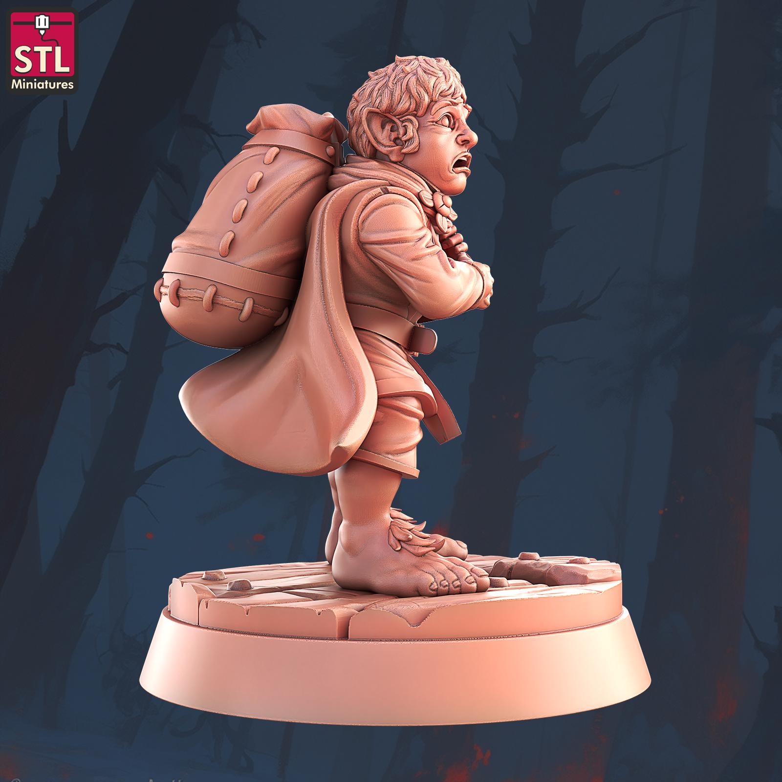 Hostel Guest, Pose C, Halfling Hostel Set - Townsfolk - 32mm Scale - Unpainted Miniature for DnD, Pathfinder, Tabletop RPGs - STL Miniatures