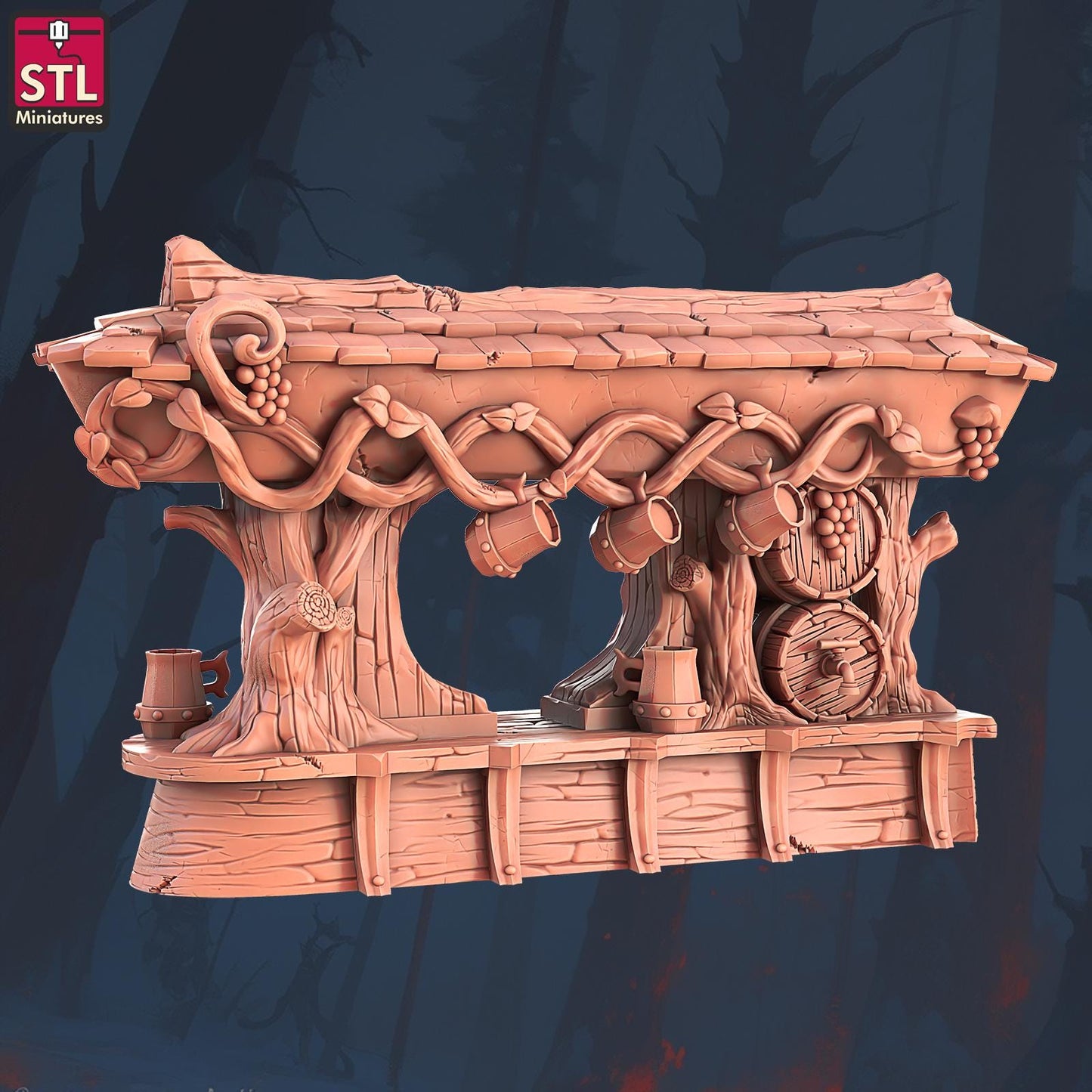 Tavern Buffet - Halfling Hostel Set - 32mm Scale - Unpainted Miniature for DnD, Pathfinder, Tabletop RPGs, Dioramas - STL Miniatures