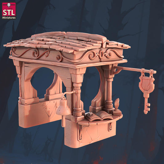 Reception Desk - Halfling Hostel Set - 32mm Scale - Unpainted Miniature for DnD, Pathfinder, Tabletop RPGs, Dioramas - STL Miniatures