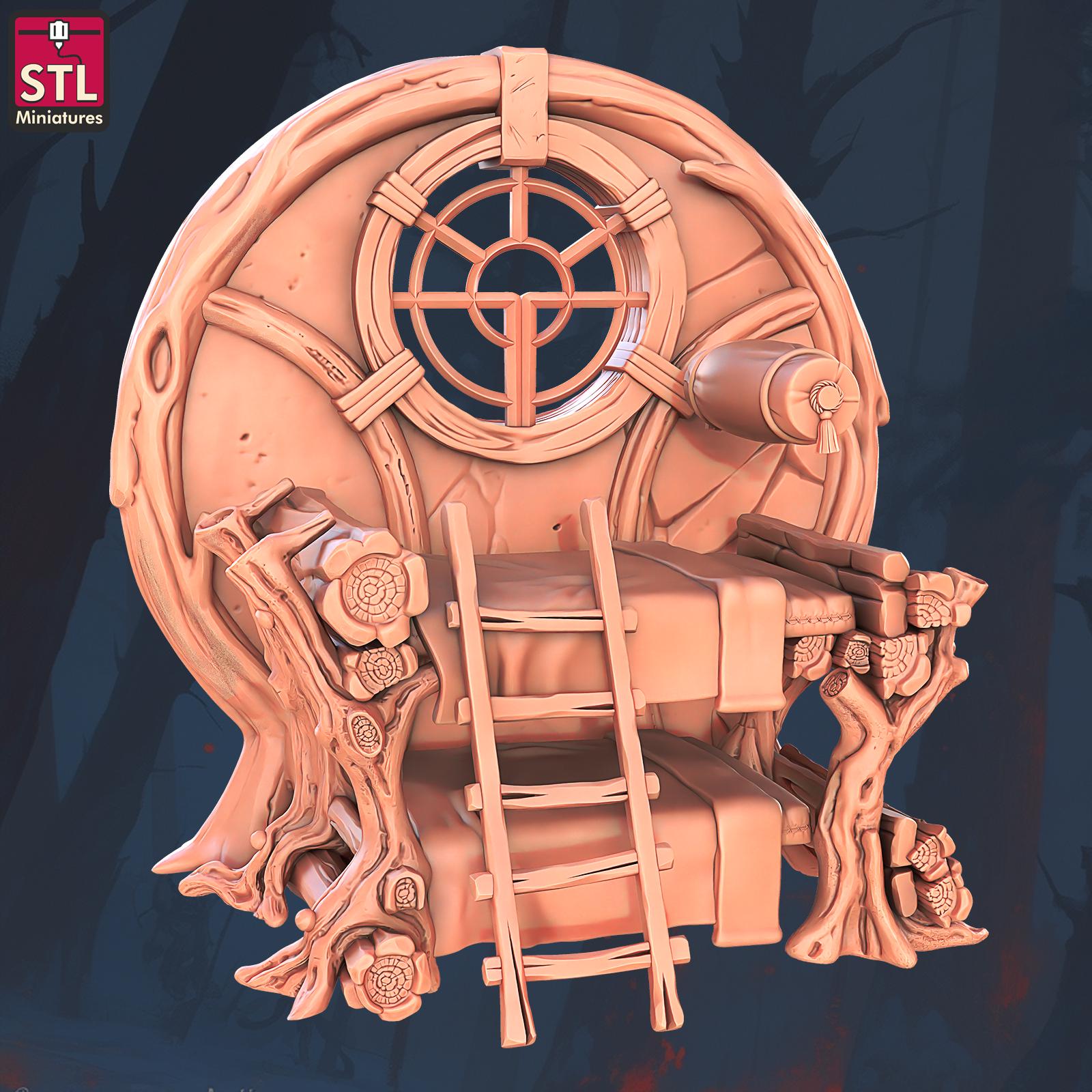 Halfling Bunk Beds - Halfling Hostel Set - 32mm Scale - Unpainted Miniature for DnD, Pathfinder, Tabletop RPGs, Dioramas - STL Miniatures