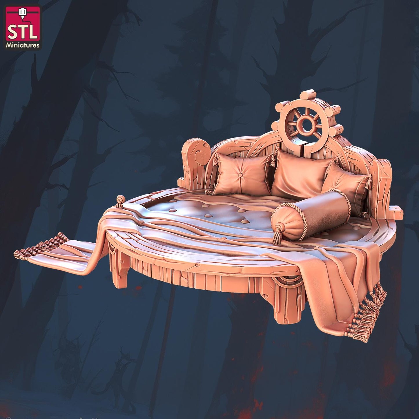 Halfling Bed Suite - Halfling Hostel Set - 32mm Scale - Unpainted Miniature for DnD, Pathfinder, Tabletop RPGs, Dioramas - STL Miniatures