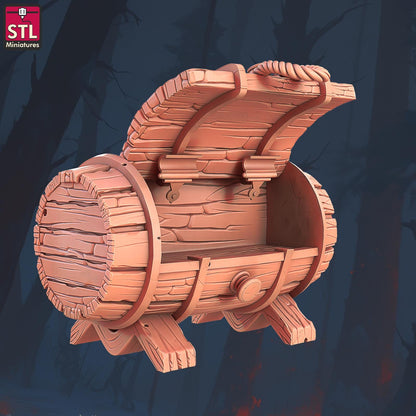 Barrel Cabinet - Halfling Hostel Set - 32mm Scale - Unpainted Miniature for DnD, Pathfinder, Tabletop RPGs, Dioramas - STL Miniatures