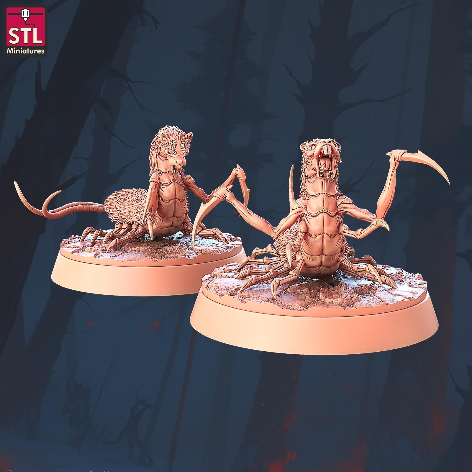 Amplipedes, Bug Monsters - 32mm Scale - Unpainted Miniature for DnD, Pathfinder, Tabletop RPGs - STL Miniatures