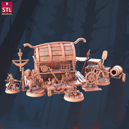 Pirate Harbor Set - Townsfolk NPCs - 32mm Scale - Unpainted Miniature for DnD, Pathfinder, Tabletop RPGs - STL Miniatures