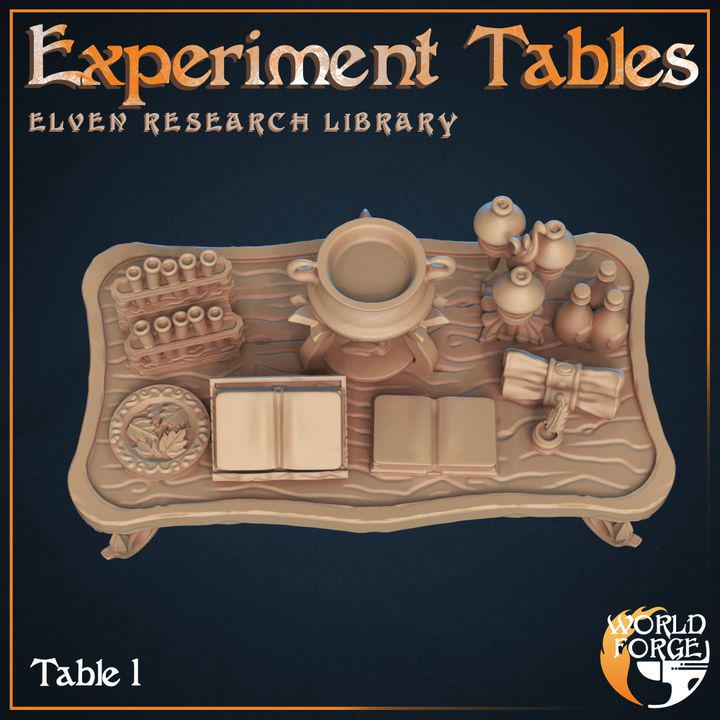 Research Tables - Elven Research Library - 32mm Scale - Unpainted Miniature for DnD, Pathfinder, Tabletop RPGs, and Dioramas