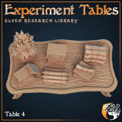 Research Tables - Elven Research Library - 32mm Scale - Unpainted Miniature for DnD, Pathfinder, Tabletop RPGs, and Dioramas