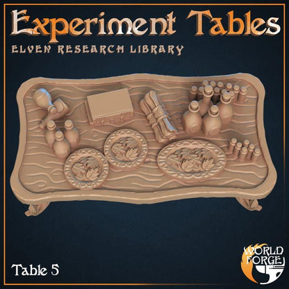 Research Tables - Elven Research Library - 32mm Scale - Unpainted Miniature for DnD, Pathfinder, Tabletop RPGs, and Dioramas
