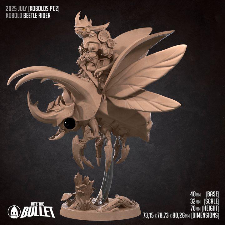 Kobold Beetle Rider - 32mm, 35mm Scale - Unpainted Miniature for DnD, Pathfinder, Tabletop RPGs - Bite the Bullet