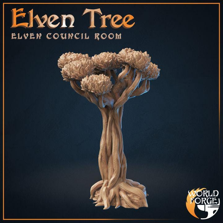 Elven Tree - Elven Council Set - 32mm Scale - Unpainted Miniature for DnD, Pathfinder, Tabletop RPGs, and Dioramas