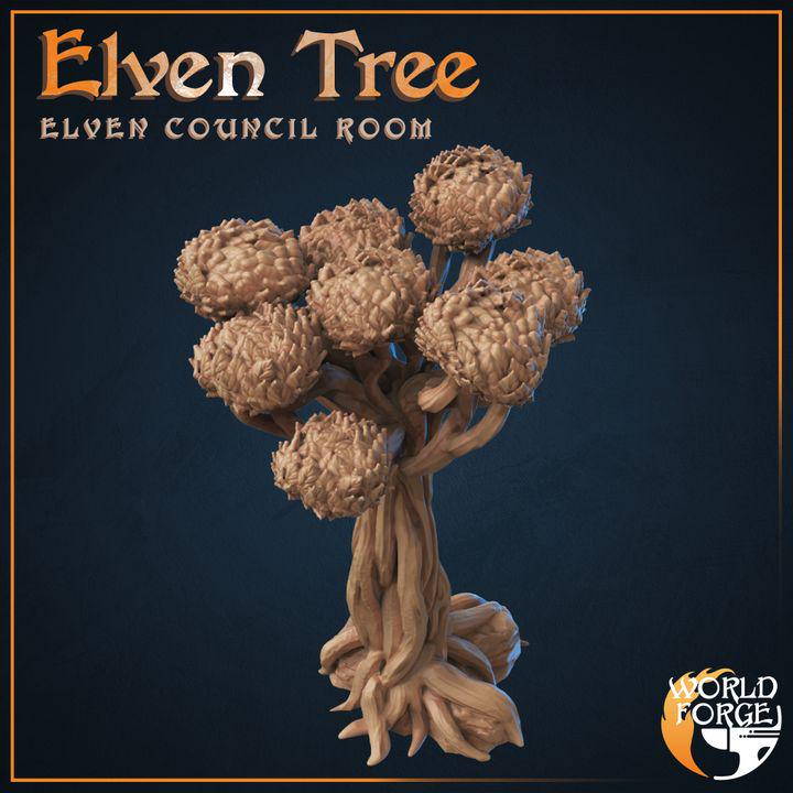 Elven Tree - Elven Council Set - 32mm Scale - Unpainted Miniature for DnD, Pathfinder, Tabletop RPGs, and Dioramas