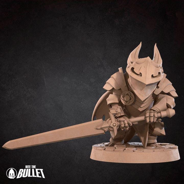 Kobold Paladin - 32mm, 35mm Scale - Unpainted Miniature for DnD, Pathfinder, Tabletop RPGs - Bite the Bullet