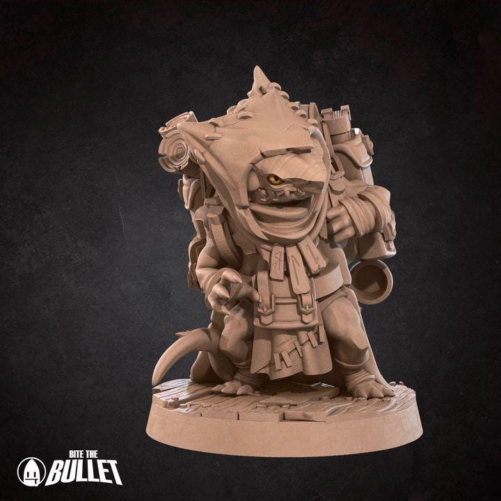 Kobold Witch - 32mm, 35mm Scale - Unpainted Miniature for DnD, Pathfinder, Tabletop RPGs - Bite the Bullet