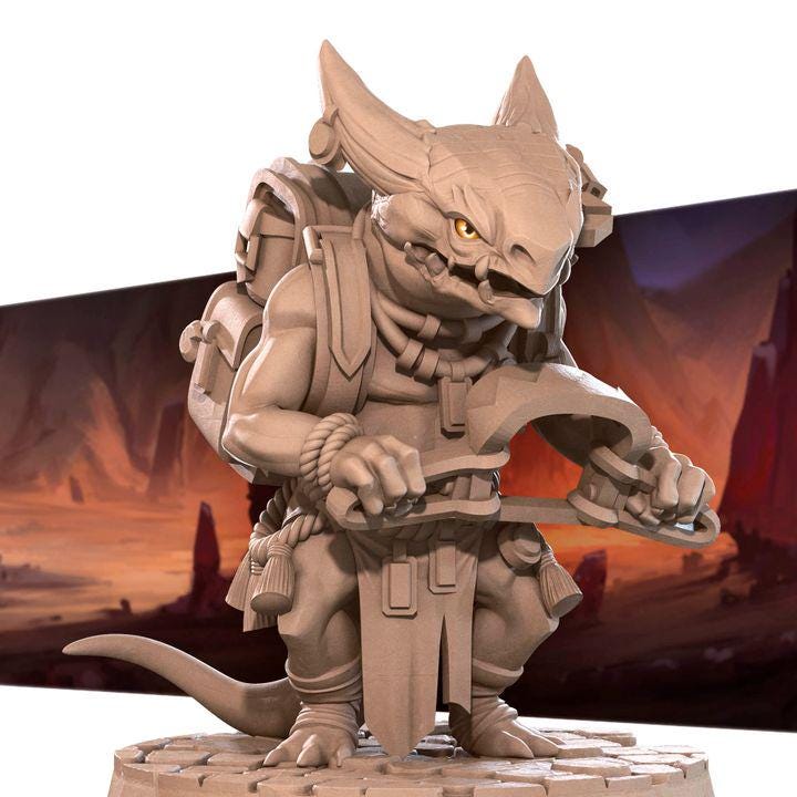 Kobold Trapper - 32mm, 35mm Scale - Unpainted Miniature for DnD, Pathfinder, Tabletop RPGs - Bite the Bullet