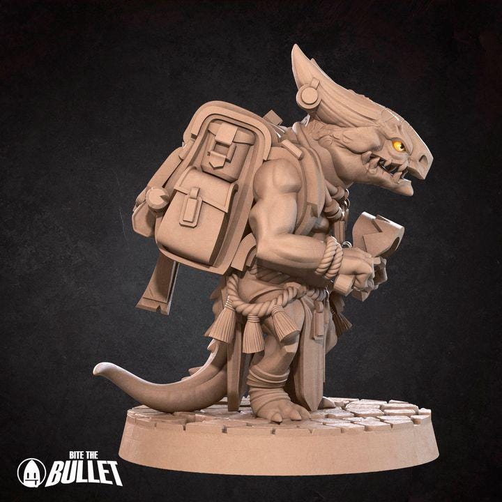 Kobold Trapper - 32mm, 35mm Scale - Unpainted Miniature for DnD, Pathfinder, Tabletop RPGs - Bite the Bullet