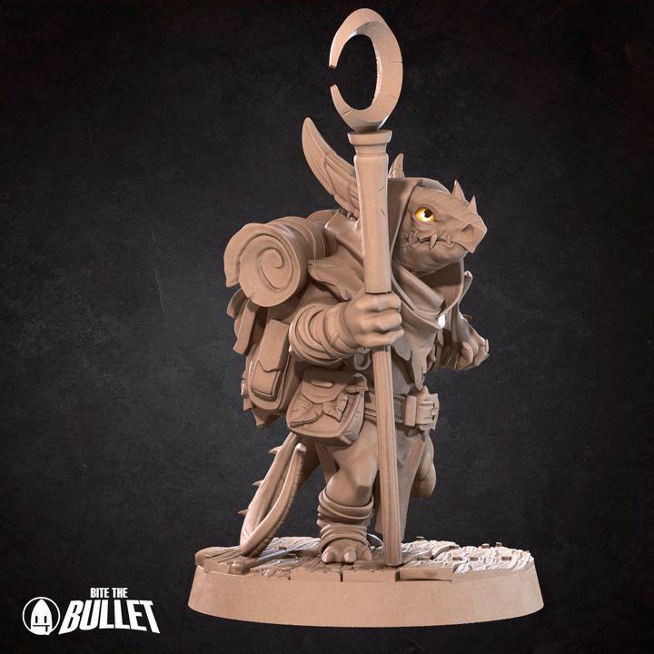 Kobold Wizard - 32mm, 35mm Scale - Unpainted Miniature for DnD, Pathfinder, Tabletop RPGs - Bite the Bullet
