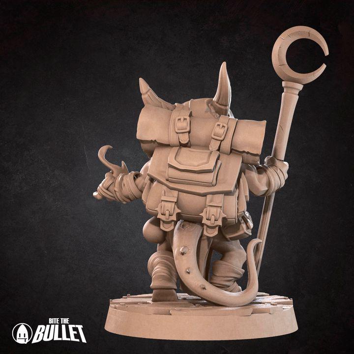Kobold Wizard - 32mm, 35mm Scale - Unpainted Miniature for DnD, Pathfinder, Tabletop RPGs - Bite the Bullet