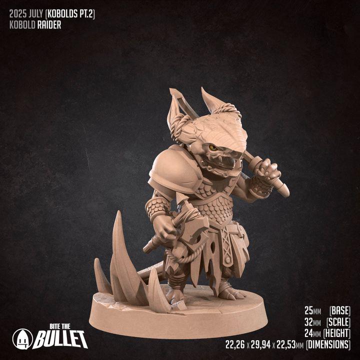 Kobold Raider - 32mm, 35mm Scale - Unpainted Miniature for DnD, Pathfinder, Tabletop RPGs - Bite the Bullet