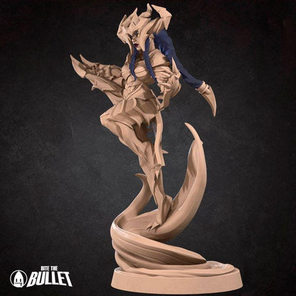 Siobhan, the Half Dragon - Pinup - 32mm, 35mm Scale - Unpainted Miniature for DnD, Pathfinder, Tabletop RPGs - Bite the Bullet