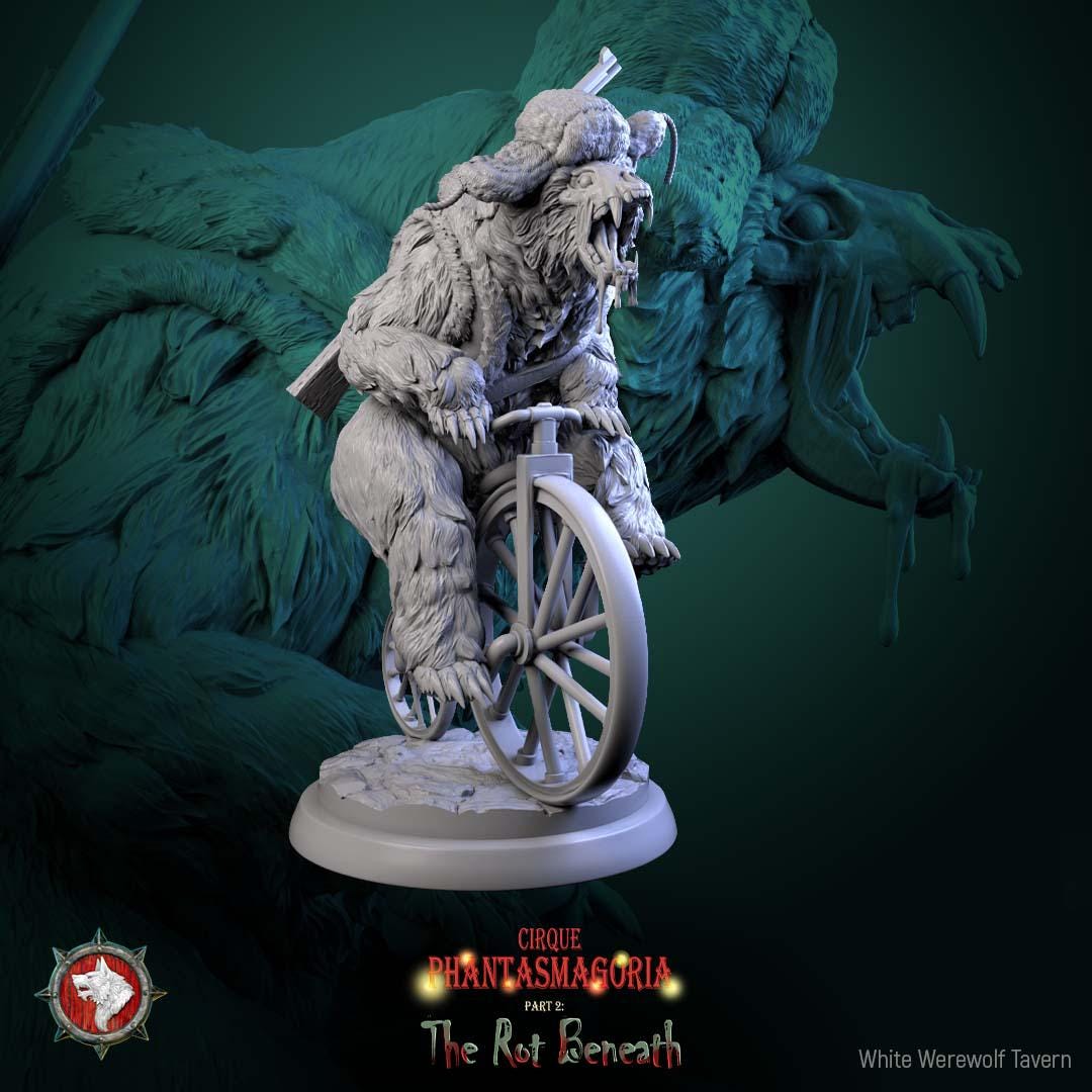 Rotting Riders, Zombie Bears, Horror Carnival - 32mm Scale - Unpainted Miniature for DnD, Pathfinder, Tabletop RPGs, and Dioramas