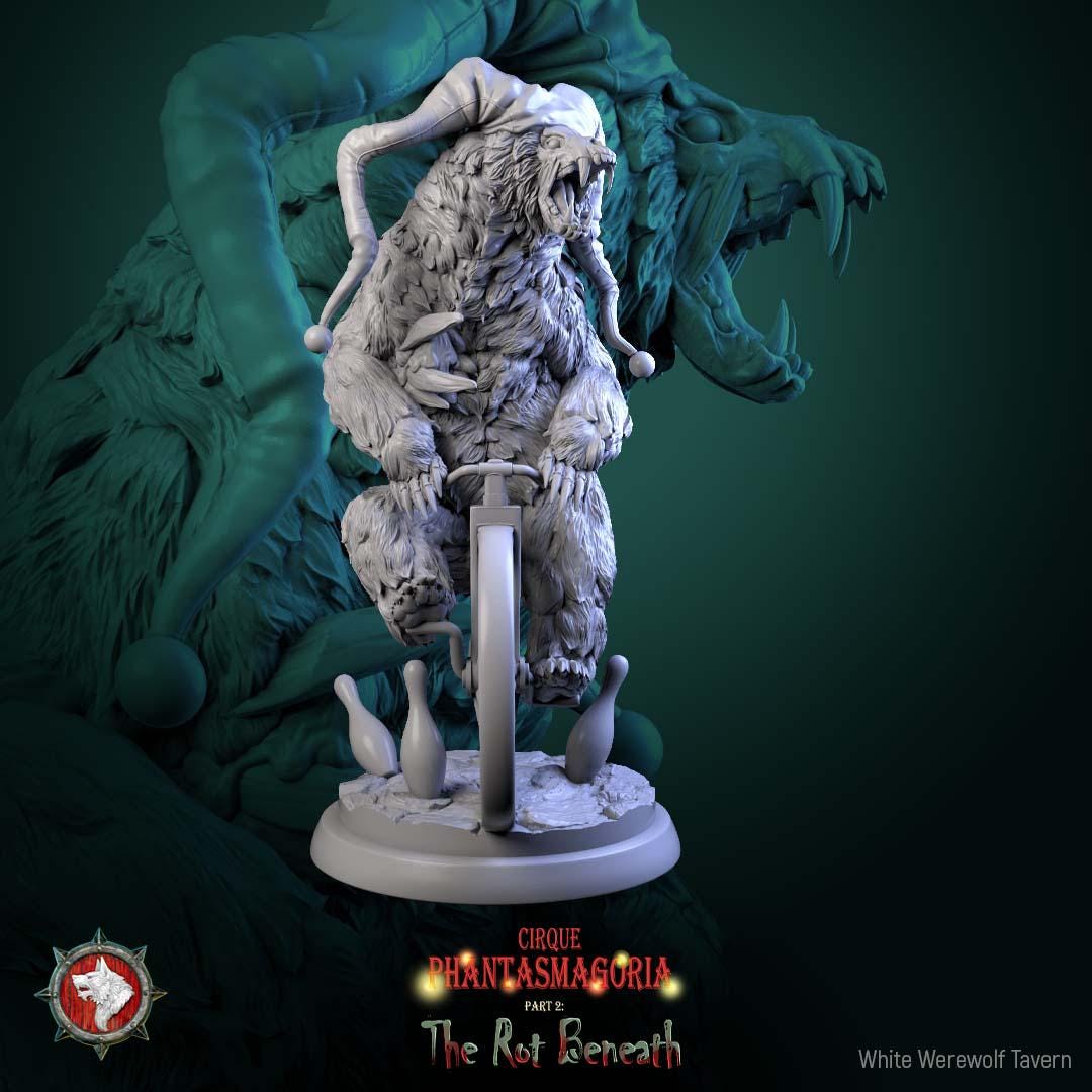 Rotting Riders, Zombie Bears, Horror Carnival - 32mm Scale - Unpainted Miniature for DnD, Pathfinder, Tabletop RPGs, and Dioramas