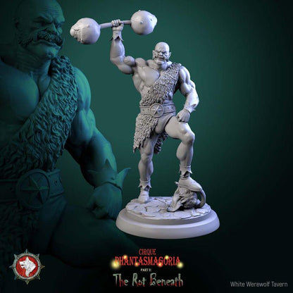 Green Behemoths, Carnival Strongmen - 32mm Scale - Unpainted Miniature for DnD, Pathfinder, Tabletop RPGs - White Werewolf Tavern