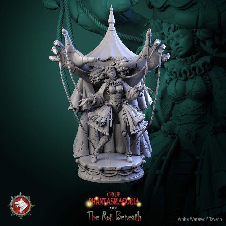 Mimette, Marionette Maiden - 32mm, 75mm Scale - Unpainted Miniature for DnD, Pathfinder, Tabletop RPGs - White Werewolf Tavern