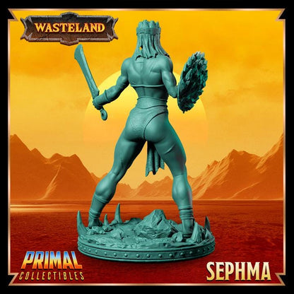 Human Gladiator, Sephma - 28mm, 32mm, 75mm Scale - Unpainted Miniature for DnD, Pathfinder, Tabletop RPGs &d Dioramas - Primal Collectibles
