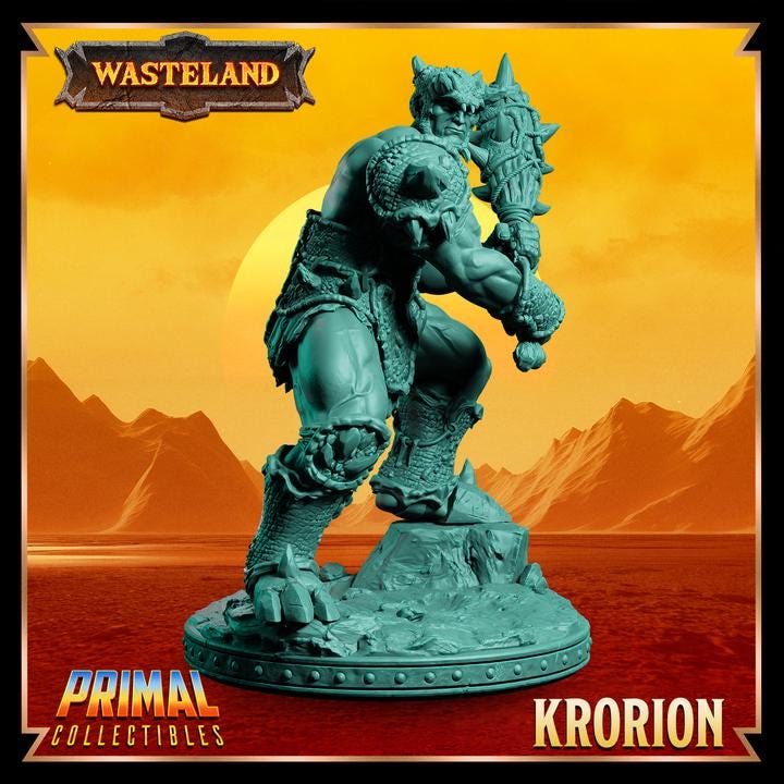 Human Gladiator, Krorion - 28mm, 32mm, 75mm Scale - Unpainted Miniature for DnD, Pathfinder, Tabletop RPGs & Dioramas - Primal Collectibles