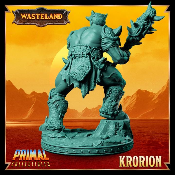 Human Gladiator, Krorion - 28mm, 32mm, 75mm Scale - Unpainted Miniature for DnD, Pathfinder, Tabletop RPGs & Dioramas - Primal Collectibles